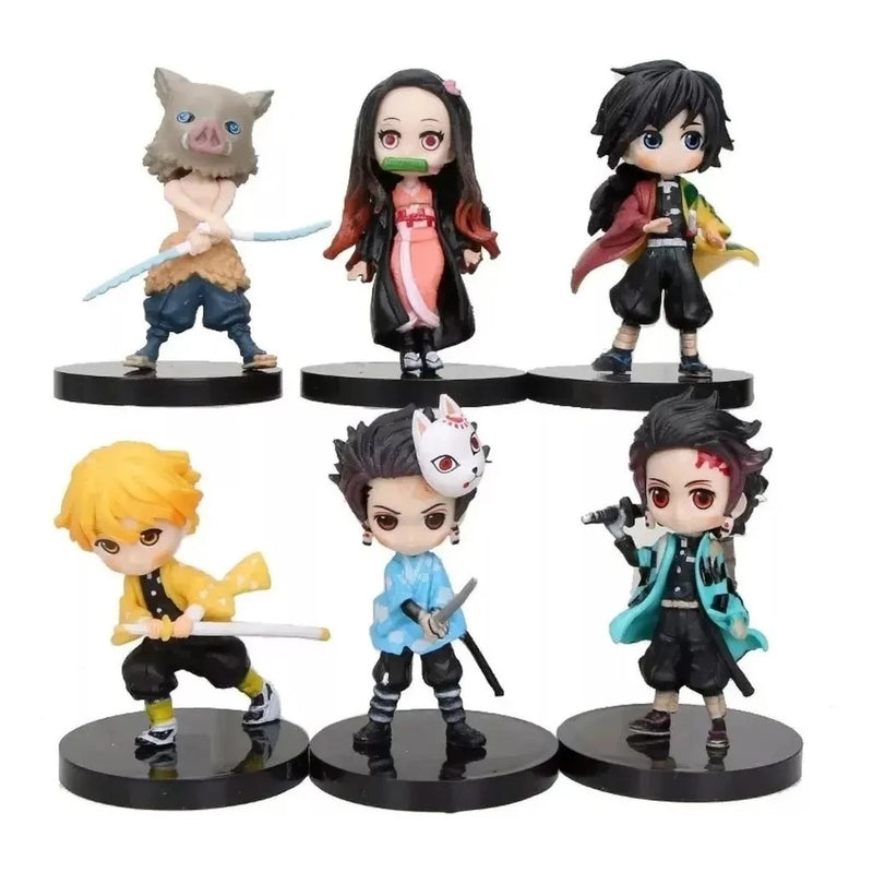 Kit 6 Boneco Miniatura Demon Slayer 7cm Action Figure Anime Mangá Personagens Giyu Tomioka Inosuke Hashibira Nezuko Kamado Tanjiro Kamado Zenitsu Agatsuma