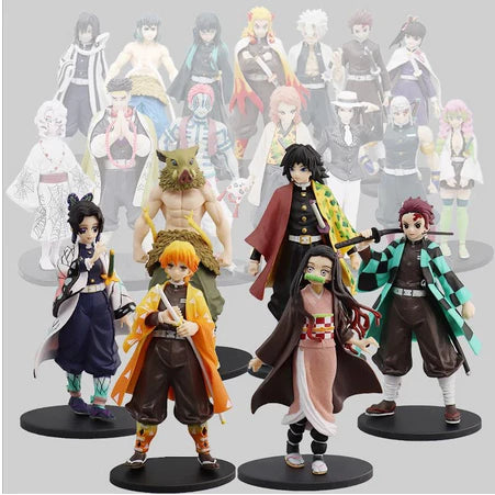 Demon Slayer Action Figure Kimetsu No Yaiba Coleção Tanjiro Kamado Nezuko Kamado Inosuke Shinobu Zenitsu Tomioka Boneco Anime Mangá Figura de Ação Demon Slayer