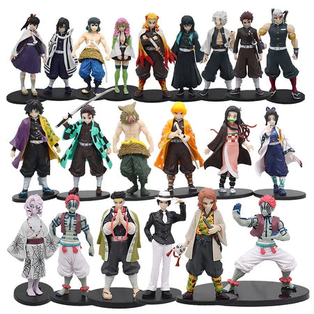 Demon Slayer Action Figure Kimetsu No Yaiba Coleção Tanjiro Kamado Nezuko Kamado Inosuke Shinobu Zenitsu Tomioka Boneco Anime Mangá Figura de Ação Demon Slayer