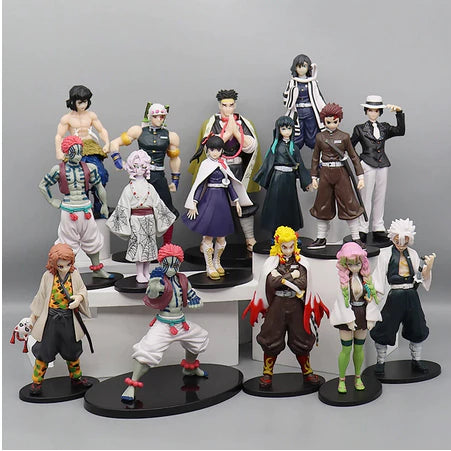 Demon Slayer Action Figure Kimetsu No Yaiba Coleção Tanjiro Kamado Nezuko Kamado Inosuke Shinobu Zenitsu Tomioka Boneco Anime Mangá Figura de Ação Demon Slayer