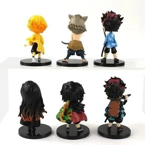 Kit 6 Boneco Miniatura Demon Slayer 7cm Action Figure Anime Mangá Personagens Giyu Tomioka Inosuke Hashibira Nezuko Kamado Tanjiro Kamado Zenitsu Agatsuma