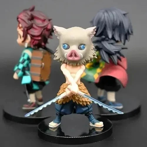 Kit 6 Boneco Miniatura Demon Slayer 7cm Action Figure Anime Mangá Personagens Giyu Tomioka Inosuke Hashibira Nezuko Kamado Tanjiro Kamado Zenitsu Agatsuma